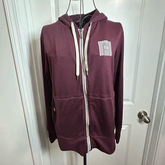 Vuori Collaboration With Fithaus Fitness Burgundy Zip-Up Hoodie